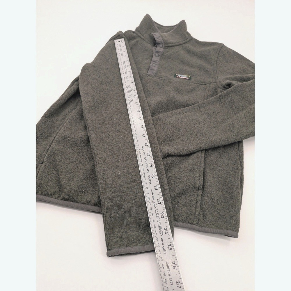 LL Bean Mens Small Sweater Fleece Pullover Gray Snap Button Mock Neck Jacket - Picture 6 of 8